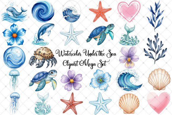 Download Watercolor Under the Sea Clipart Set - Under the sea Collection