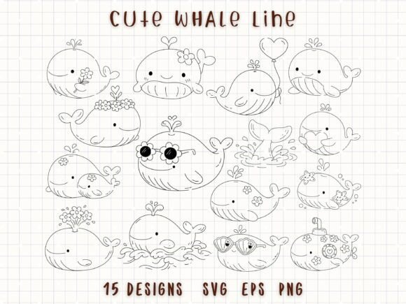 Download Cute Whale Doodle Kawaii Ocean Animal - Premium Resources
