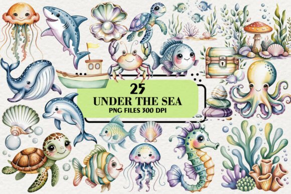 Download Kawaii Under the Sea Stickers Clipart - Under the sea Collection